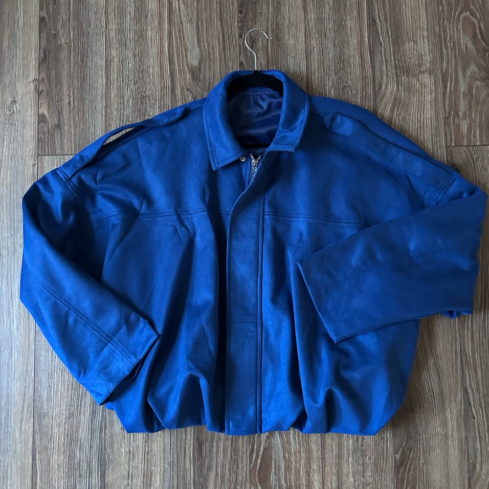 Cobalt Blue Bubble Hem Bomber Jacket